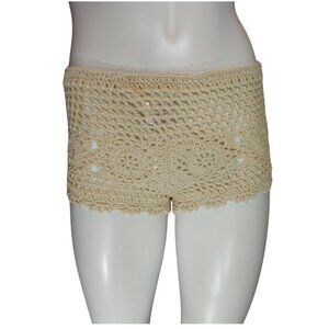 Cream Crochet Sheer Shorts
